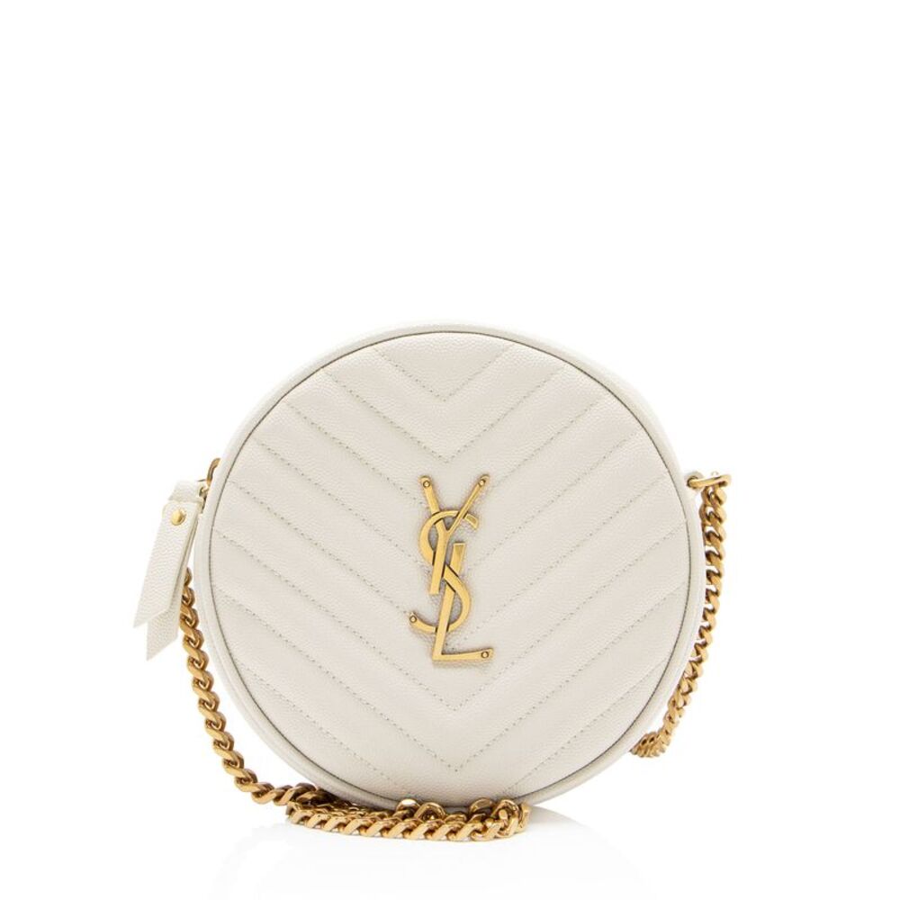 Saint Laurent Matelasse Grain de Poudre Monogram Vinyle Round Camera Bag